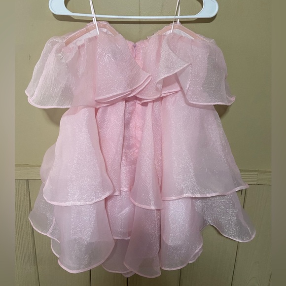 Baby Pink Strapless Tulle Dress - Picture 3 of 3